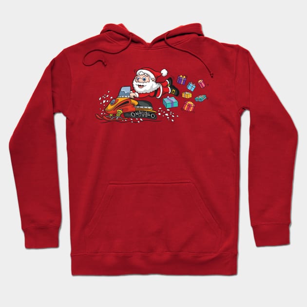 CHRISTMAS SANTA CLAUS: Delivering Christmas Presents on a Snowmobile Hoodie by Jake, Chloe & Nate Co.